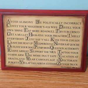 Redneck ABC's plaque - 8.5" x 6"